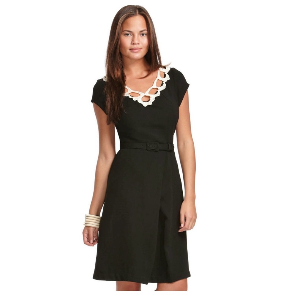 Libertine for Target Go International - Black Crepe Dress w Cream Lace Appliqué
